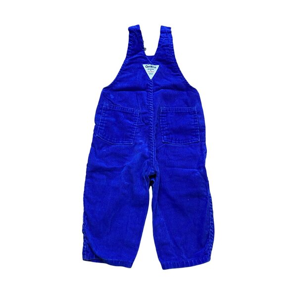 Vintage 90s OshKosh Bgosh 12M Corduroy Toddler Overalls Blue Made In‎ USA - Picture 2 of 6